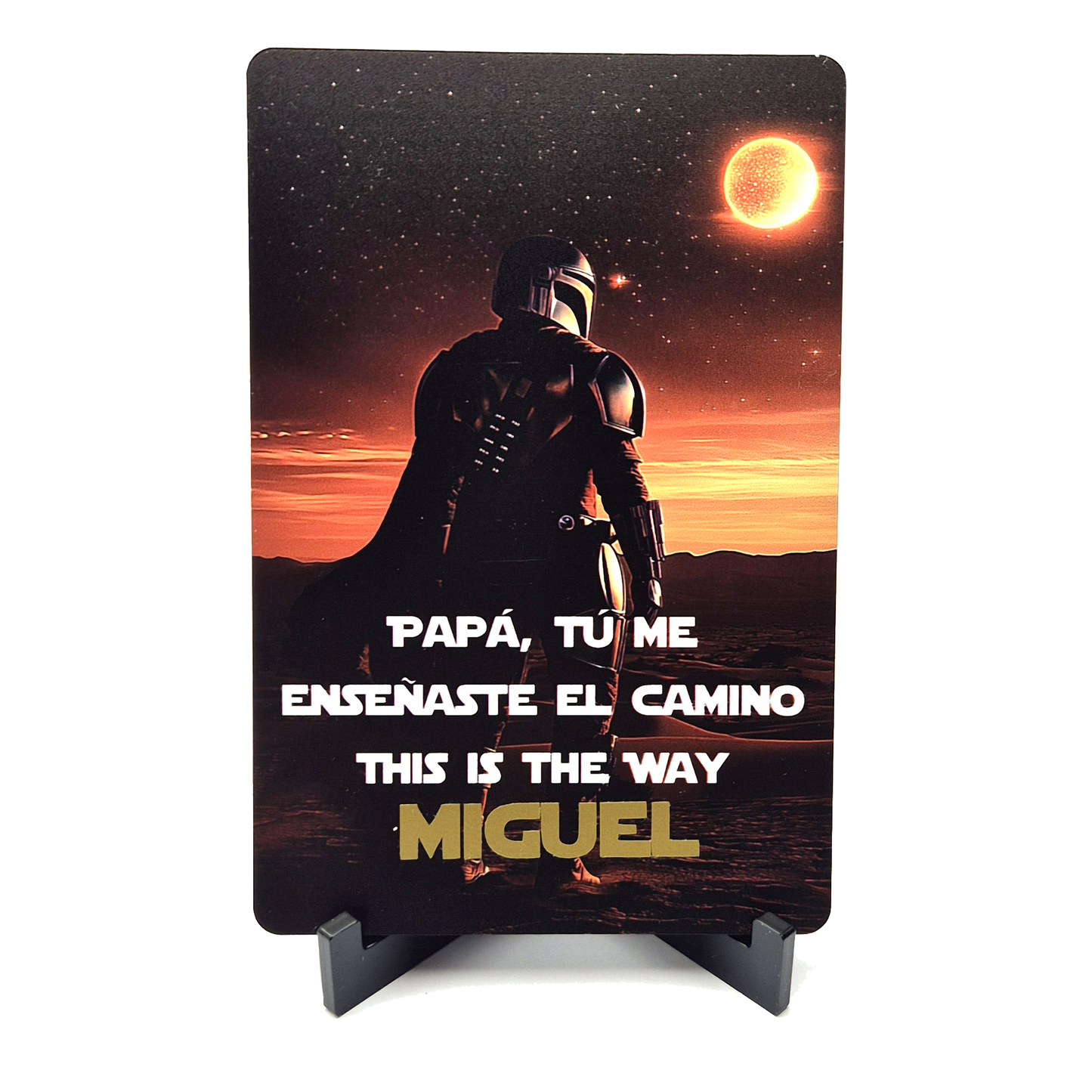 Cartel Día del Padre Mandalorian con nombre