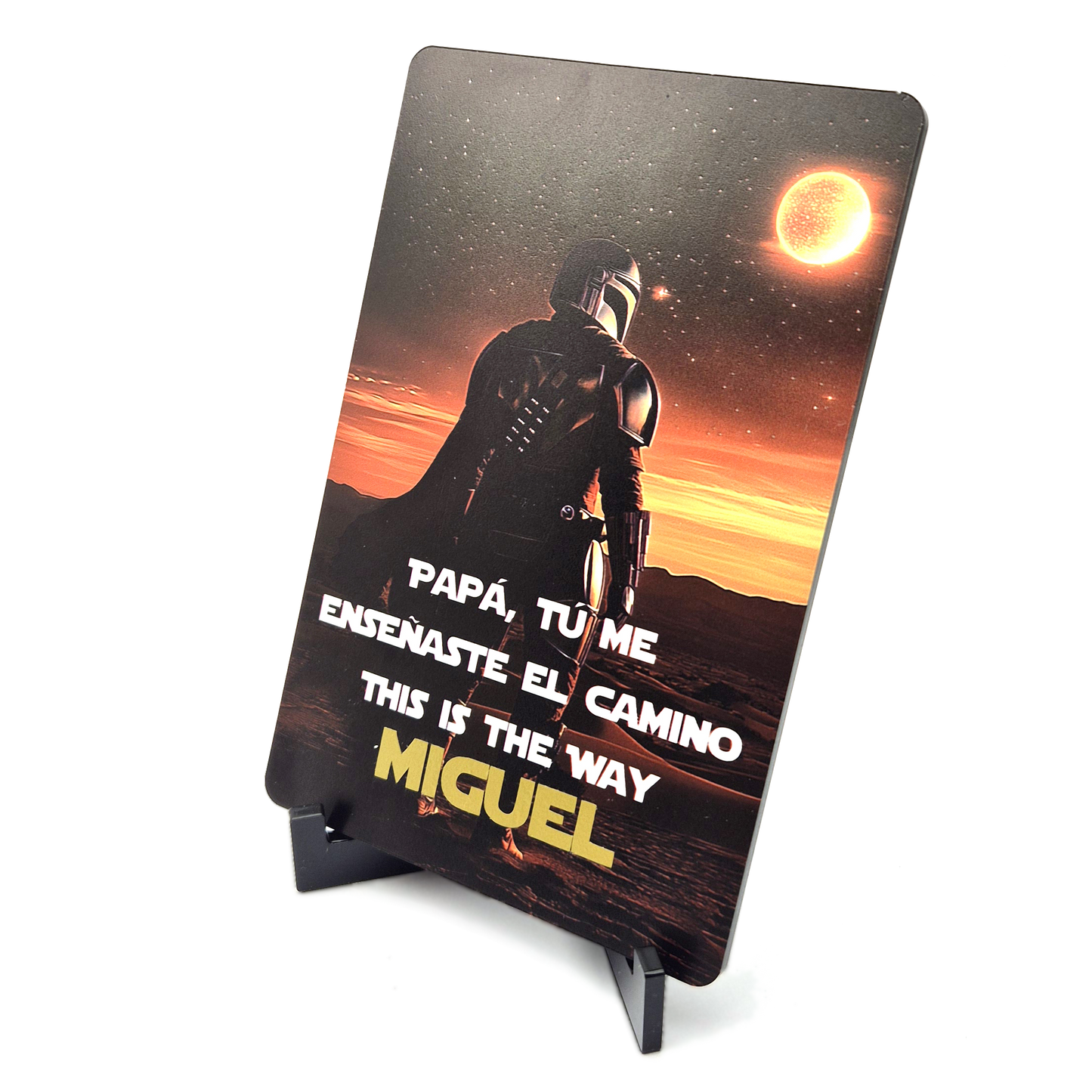 Cartel Día del Padre Mandalorian con nombre