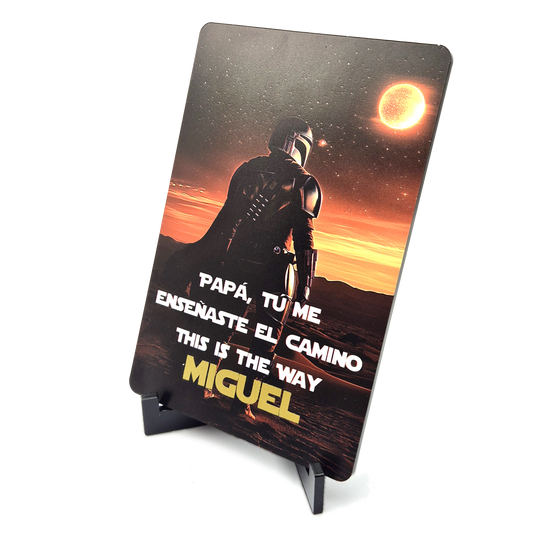 Cartel Día del Padre Mandalorian con nombre