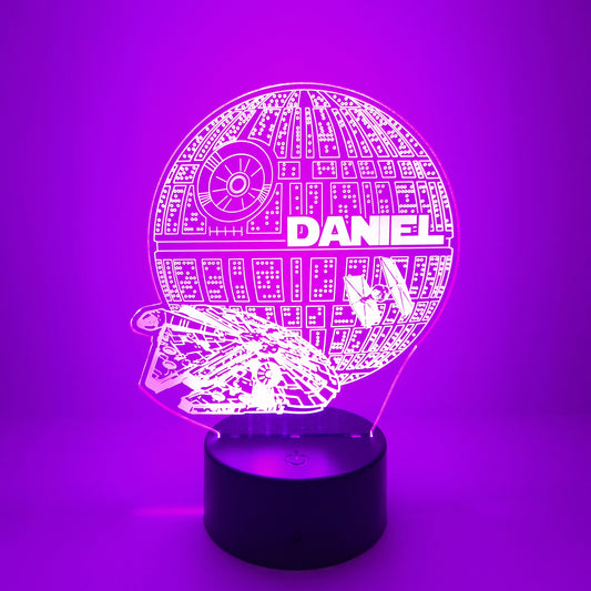 Estrella de la muerte Lámpara LED con nombre