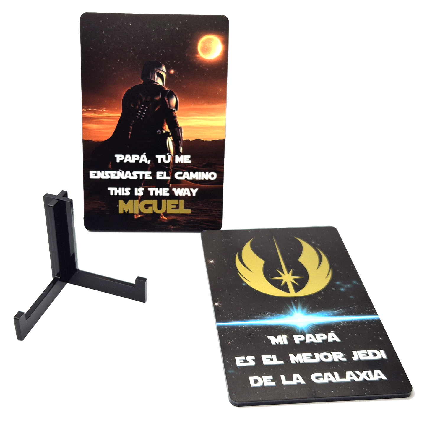 Cartel Día del Padre Mandalorian con nombre