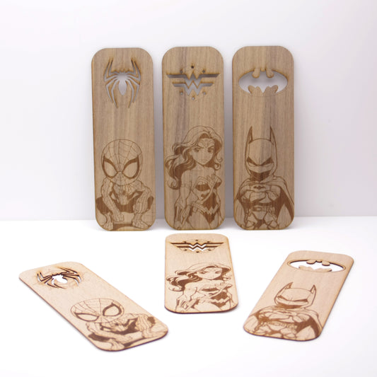 Marcapáginas Superhéroes Madera