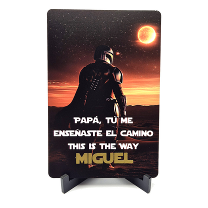 Cartel Día del Padre Mandalorian con nombre