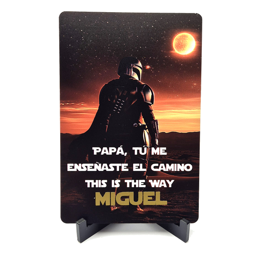 Cartel Día del Padre Mandalorian con nombre