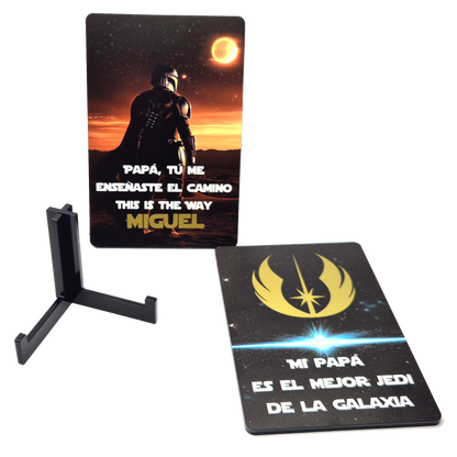 Cartel Día del Padre Mandalorian con nombre
