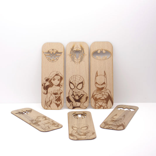 Marcapáginas Superhéroes Madera