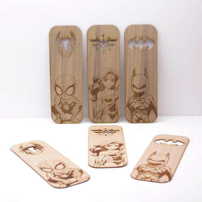 Marcapáginas Superhéroes Madera